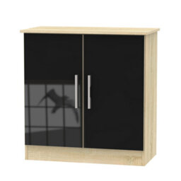 Trent 2 Door Sideboard In Black Gloss & Black Matt (Ready Assembled)