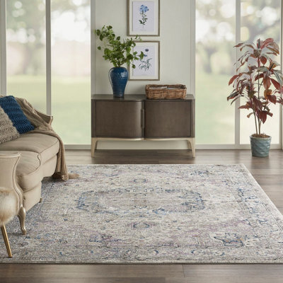 Ivory Multicoloured Modern Optical Floral Machine Made Rug For Living Room And Bedroom-66 X 229Cm (Runner) - image 1