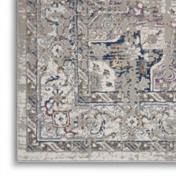 Ivory Multicoloured Modern Optical Floral Machine Made Rug For Living Room And Bedroom-66 X 229Cm (Runner) - thumbnail 6