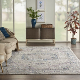 Ivory Multicoloured Modern Optical Floral Machine Made Rug For Living Room And Bedroom-66 X 229Cm (Runner) - thumbnail 1