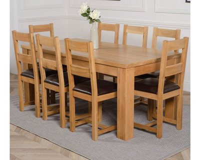 That's Furniture Dakota 182 X 92 Cm Chunky Oak Large Dining Table And 8 Chairs Dining Set With Lincoln Chairs - image 1