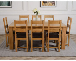 That's Furniture Dakota 182 X 92 Cm Chunky Oak Large Dining Table And 8 Chairs Dining Set With Lincoln Chairs - thumbnail 2