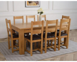 That's Furniture Dakota 182 X 92 Cm Chunky Oak Large Dining Table And 8 Chairs Dining Set With Lincoln Chairs - thumbnail 3
