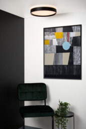 Lucide Nuria Modern Flush Ceiling Light 40Cm - Led Dim. - 1X24W 2700K - 3 Stepdim - Black - thumbnail 4