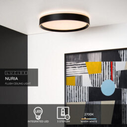 Lucide Nuria Modern Flush Ceiling Light 40Cm - Led Dim. - 1X24W 2700K - 3 Stepdim - Black - thumbnail 3