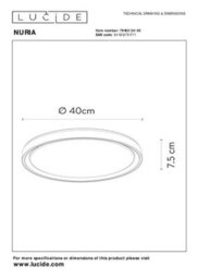 Lucide Nuria Modern Flush Ceiling Light 40Cm - Led Dim. - 1X24W 2700K - 3 Stepdim - Black - thumbnail 9