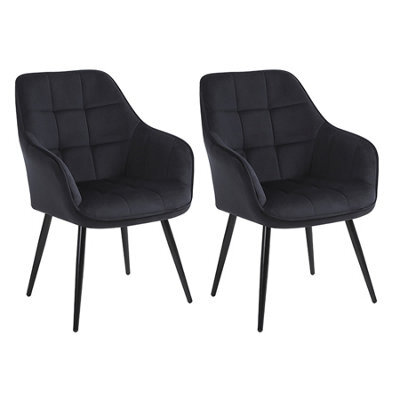 Simpa 2Pc Black Velvet Modern Contemporary Tub Accent Dining Chairs - image 1
