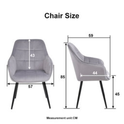 Simpa 2Pc Black Velvet Modern Contemporary Tub Accent Dining Chairs - thumbnail 5