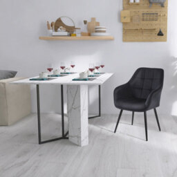 Simpa 2Pc Black Velvet Modern Contemporary Tub Accent Dining Chairs - thumbnail 6