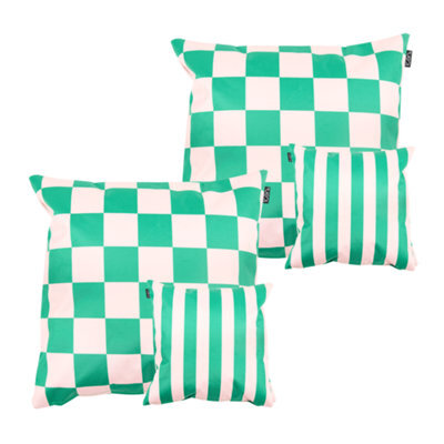 icon Indoor And Outdoor Checkerboard Waterproof Filled Cushion Green Set Of 2 - image 1
