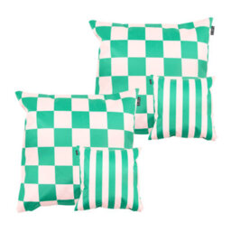 icon Indoor And Outdoor Checkerboard Waterproof Filled Cushion Green Set Of 2 - thumbnail 1
