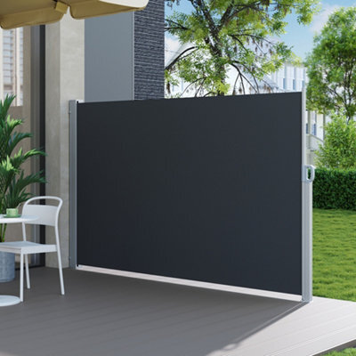 Breeins Outdoor Grey Folding Retractable Garden Sided Awning  Waterproof Sunshade Privacy Panel Gazebo Sidewall Panels 300 X 180 Cm - image 1