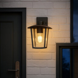 CGC Lighting Cgc Outdoor Outside Wall Light Black E27 Lantern Clear Diffuser Ip44 Traditional Porch Down Facing - thumbnail 6