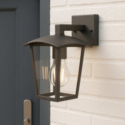 CGC Lighting Cgc Outdoor Outside Wall Light Black E27 Lantern Clear Diffuser Ip44 Traditional Porch Down Facing - thumbnail 7