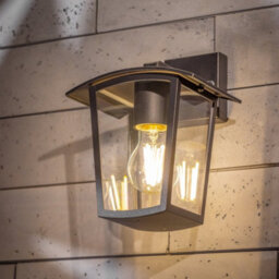 CGC Lighting Cgc Outdoor Outside Wall Light Black E27 Lantern Clear Diffuser Ip44 Traditional Porch Down Facing - thumbnail 1