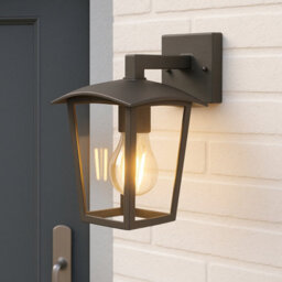 CGC Lighting Cgc Outdoor Outside Wall Light Black E27 Lantern Clear Diffuser Ip44 Traditional Porch Down Facing - thumbnail 8