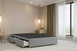 "Chester & Oakley Beds Chester & Oakley Lunar Silver Plush Divan Bed Base 2 Drawers Foot-End With 26"" Strutted Headboard 4'6 Double" - thumbnail 4