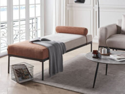 Beliani Chaise Longue Malmos Faux Linen Golden Brown - thumbnail 2