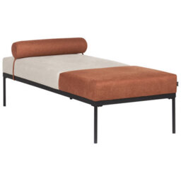 Beliani Chaise Longue Malmos Faux Linen Golden Brown - thumbnail 1