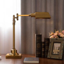 Amorly Aged Brass Vintage Industrial Desk Lamp,adjustable Tall Standing Pole Table Lamp,reading Light For Living Room,study,restaurant - thumbnail 4