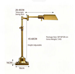 Amorly Aged Brass Vintage Industrial Desk Lamp,adjustable Tall Standing Pole Table Lamp,reading Light For Living Room,study,restaurant - thumbnail 5