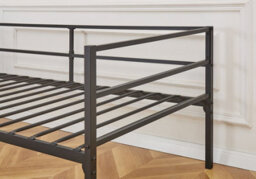 Catton Minimalistic Black Metal Day Bed Frame With Trundle - thumbnail 4