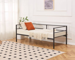 Catton Minimalistic Black Metal Day Bed Frame With Trundle - thumbnail 3