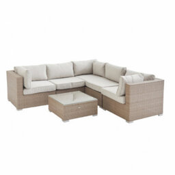 Sweeek - 5-Seater Polyrattan Corner Garden Sofa Set Napoli Beige 234X82X67 Cm - thumbnail 2