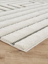 Freya Living Room Area Rug Contemporary 3D Embossed Modern Merge Line Design - Cream 160Cm X 230Cm - thumbnail 5