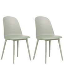 Wyld and Coco Set Of 2 Light Green Padded Dining Chairs - Space-Saving Armrest-Free Design, Faux Leather Upholstery, Modern Lumaliving Range - thumbnail 3