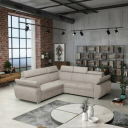 Boston Maxi U Shape Corner Sofa Bed With 2 Storage Containers Large Panoramic Sleeper Sofa In Grey Fabric Graphite Cream
