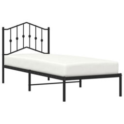 Berkfield Metal Bed Frame Without Mattress With Headboard Black 90X200Cm - thumbnail 3