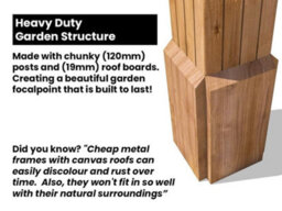 Dunster House Lean To Wooden Gazebo Canopy Kit 3M X 3M Patio Garden Shelter With Roof Shingles Leviathan - thumbnail 7