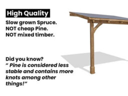 Dunster House Lean To Wooden Gazebo Canopy Kit 3M X 3M Patio Garden Shelter With Roof Shingles Leviathan - thumbnail 6