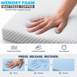 istyle mode Luxury Memory Foam Mattress Topper With Raised Pattern Cover 7.5Cm Thick - thumbnail 4