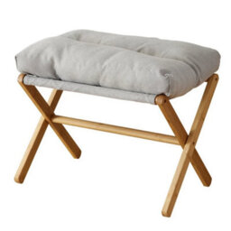 Gray Rectangular Padded Foot Stool With Bamboo Legs Under Desk - thumbnail 1
