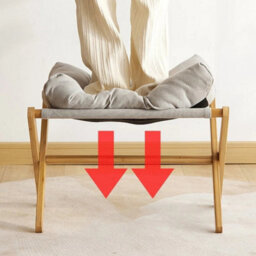 Gray Rectangular Padded Foot Stool With Bamboo Legs Under Desk - thumbnail 5