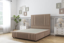 "Sloomy Kingsley Mink Plush Divan Bed 2 Drawers Left Side-54"" Floor Standing Headboard 12""footboard 3' Single" - thumbnail 1