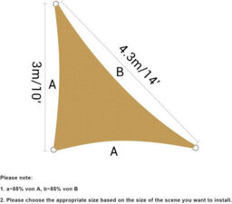 Beige 3X3X4.3M Oxford Shade Sail - thumbnail 2