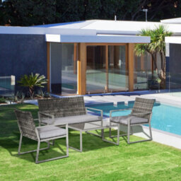 Wyld Haus Kelusu 5-Seater Rattan Garden Sofa Set - 2 Armchairs, Loveseat And Tempered Glass Coffee Table - thumbnail 3