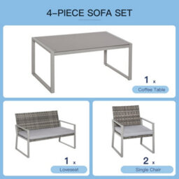 Wyld Haus Kelusu 5-Seater Rattan Garden Sofa Set - 2 Armchairs, Loveseat And Tempered Glass Coffee Table - thumbnail 5