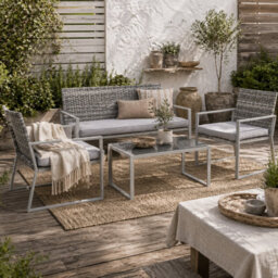 Wyld Haus Kelusu 5-Seater Rattan Garden Sofa Set - 2 Armchairs, Loveseat And Tempered Glass Coffee Table