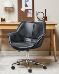 Beliani Desk Chair Newdale Faux Leather Black - thumbnail 2