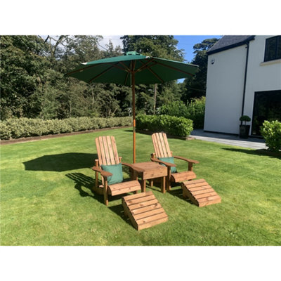 Marlborough Traditional Aidendack Style Set With 2 X Scatter Cushion Green, 1 X Parasol Green & 1 X Parasol Base - image 1