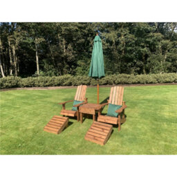 Marlborough Traditional Aidendack Style Set With 2 X Scatter Cushion Green, 1 X Parasol Green & 1 X Parasol Base - thumbnail 3