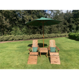 Marlborough Traditional Aidendack Style Set With 2 X Scatter Cushion Green, 1 X Parasol Green & 1 X Parasol Base - thumbnail 2