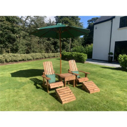 Marlborough Traditional Aidendack Style Set With 2 X Scatter Cushion Green, 1 X Parasol Green & 1 X Parasol Base - thumbnail 1