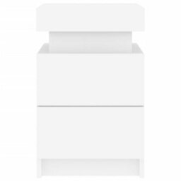 Berkfield Bedside Cabinet With Led Lights White 35X39X55 Cm - thumbnail 8