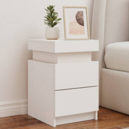 Berkfield Bedside Cabinet With Led Lights White 35X39X55 Cm - thumbnail 1