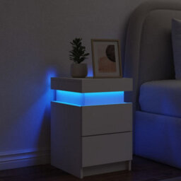 Berkfield Bedside Cabinet With Led Lights White 35X39X55 Cm - thumbnail 4